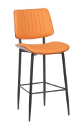 Indoor Mid-Century Modern Metal Barstool with Orange Vinyl Seat & Back