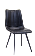 Indoor Black Metal Chair with Black Vinyl Seat and Back