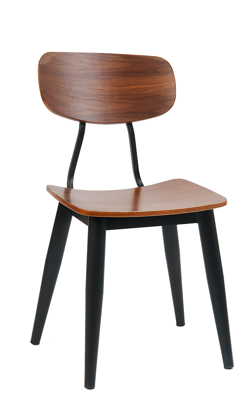Black Metal Chair w/ Veneer Back & Seat Restaurant Furniture, A1