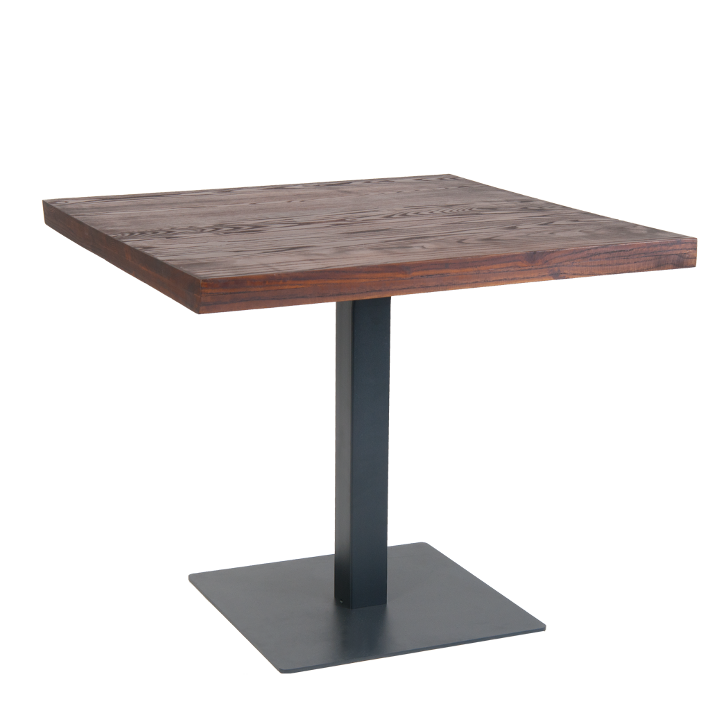 35 x 35 Elmwood Table Top w/ Steel Base in Black Finish Restaurant