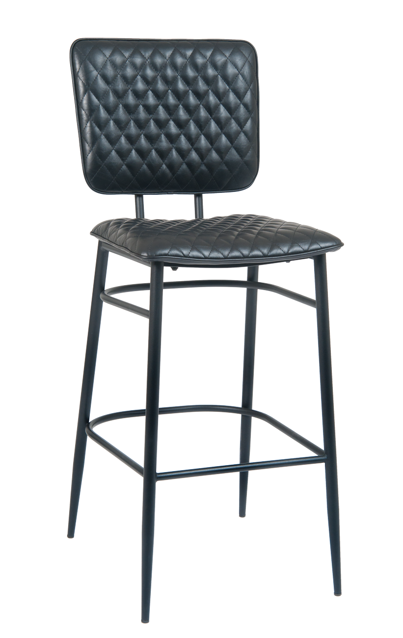 Black Steel Bar Stool w/ Black Vinyl Back & Seat Restaurant Furniture