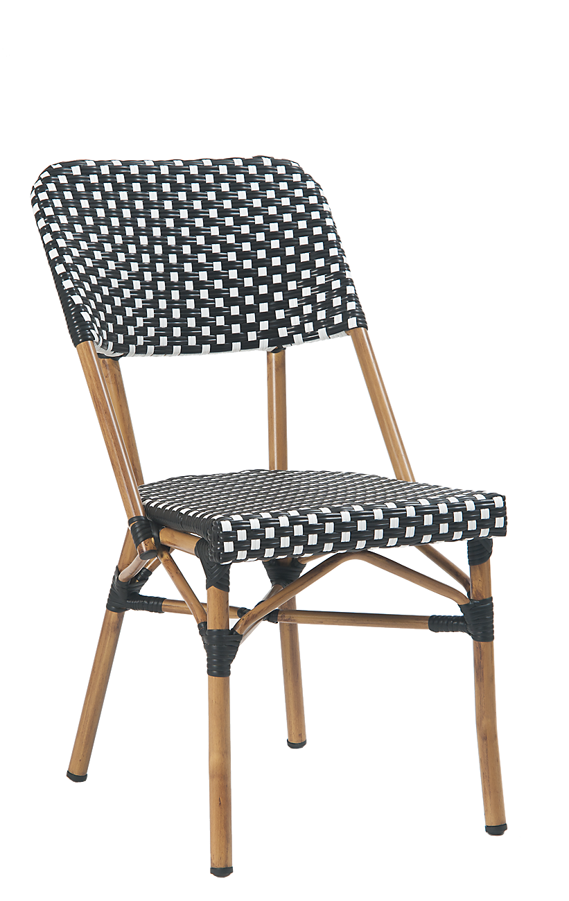 Outdoor Poly Woven Aluminum Chair, Natural&White Restaurant Furniture