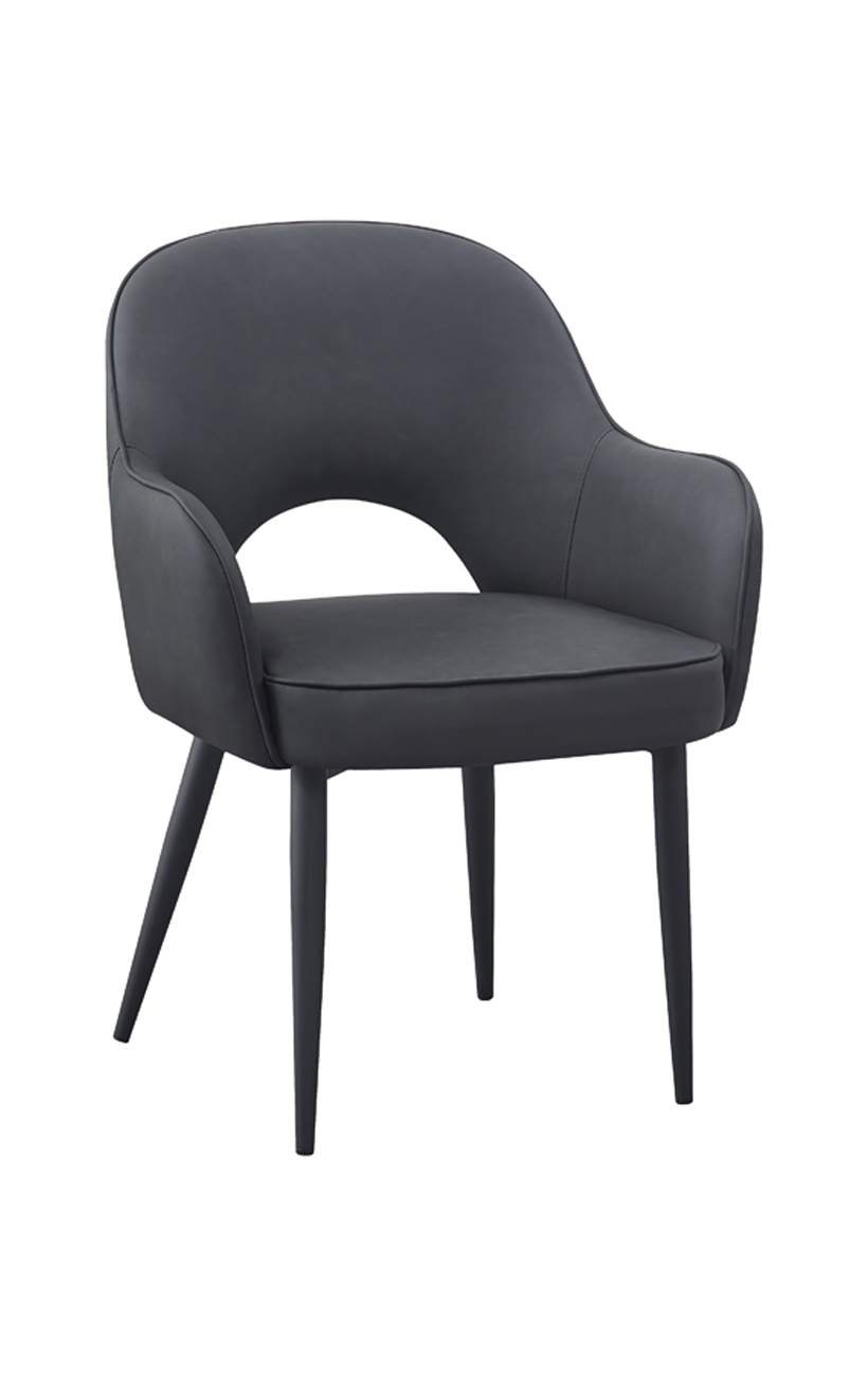 Dark Grey PU Leather Chair with Steel Legs Restaurant Furniture, A1