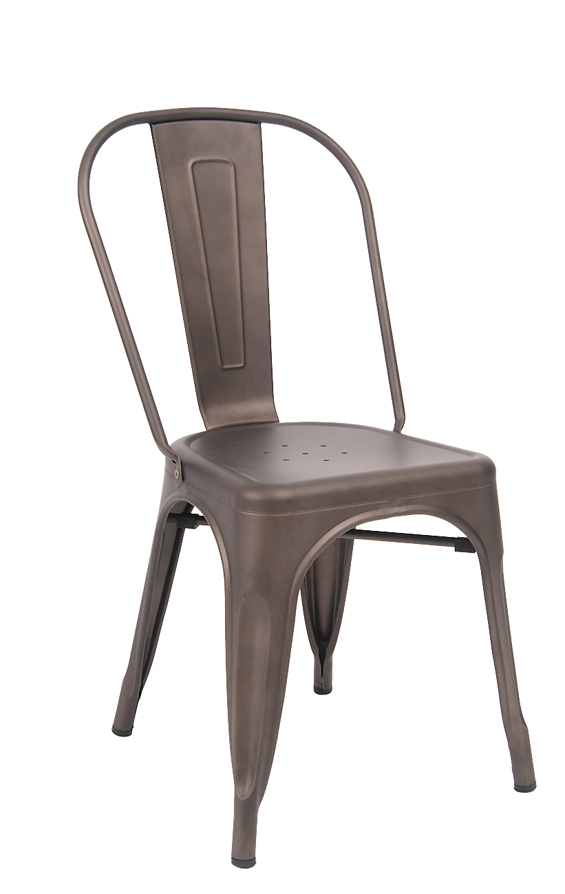 Taupe Grey GunMetal Finish Tolix Metal Chair Restaurant