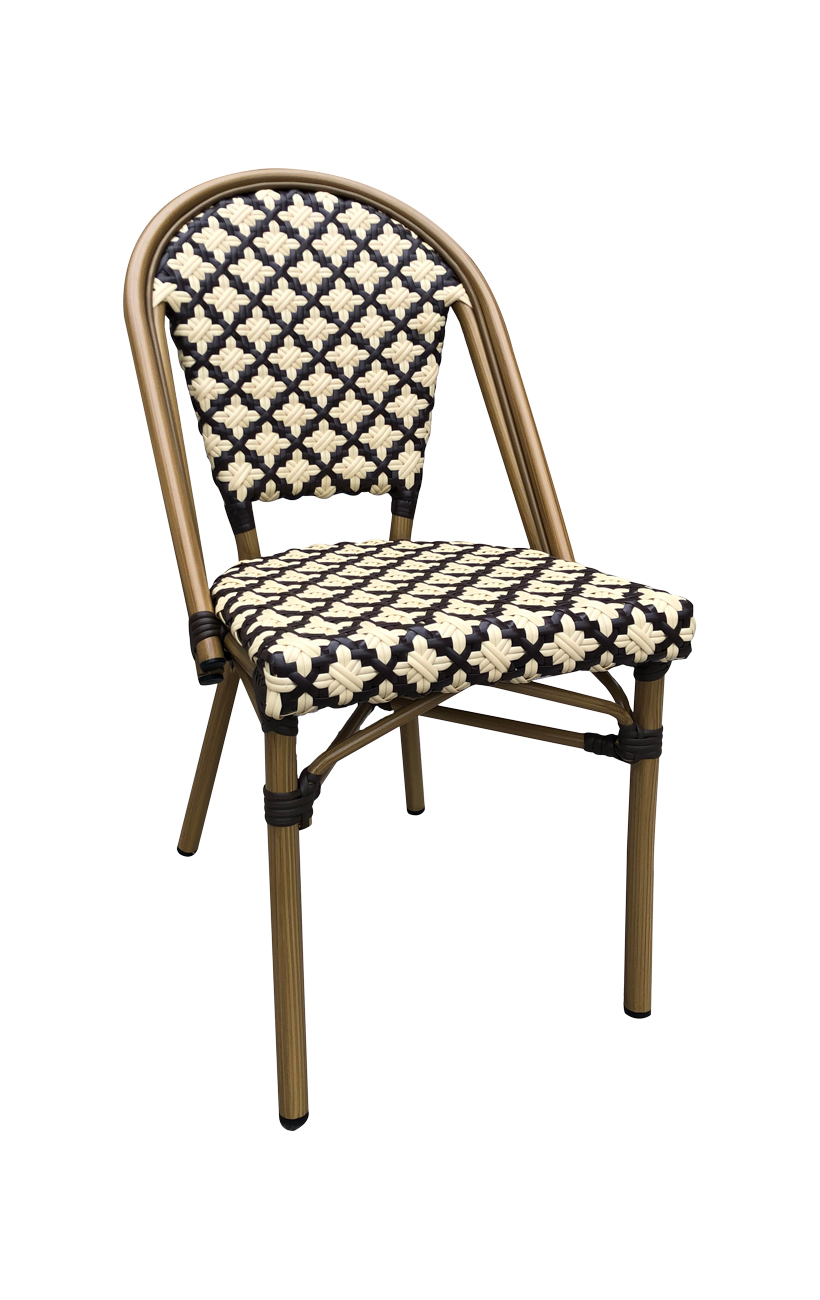 Aluminum Bamboo Print Patterned Chair with Black & White Poly Woven