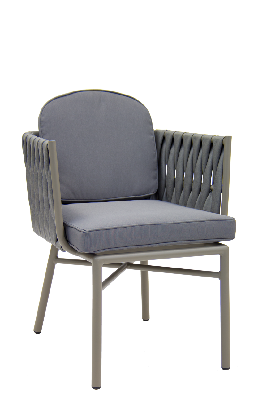 Outdoor Aluminum Grey Finish Armchair With Cushioned Seat And Back Restaurant Furniture A1 Restaurant Furniture