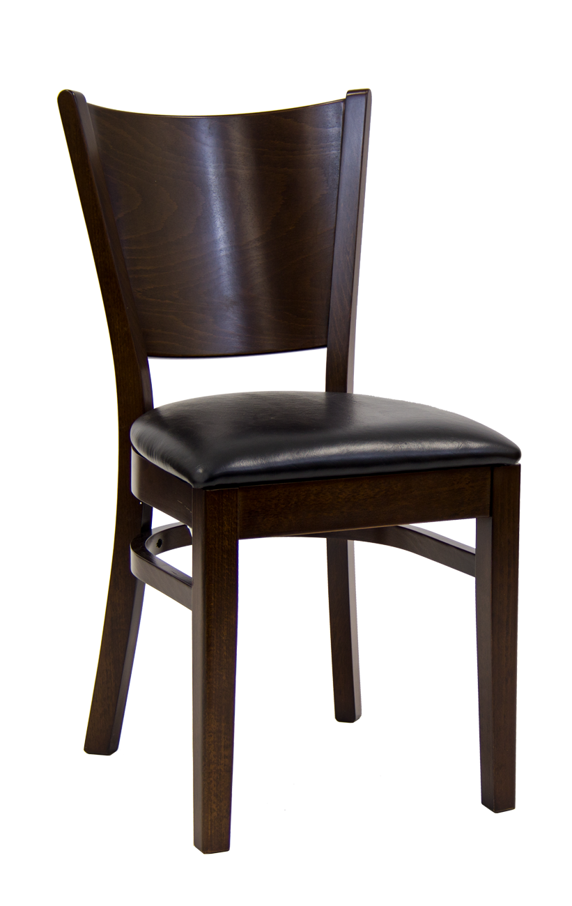Beechwood Curve Plain Back Chair w/ Walnut Frame and Vinyl Seat