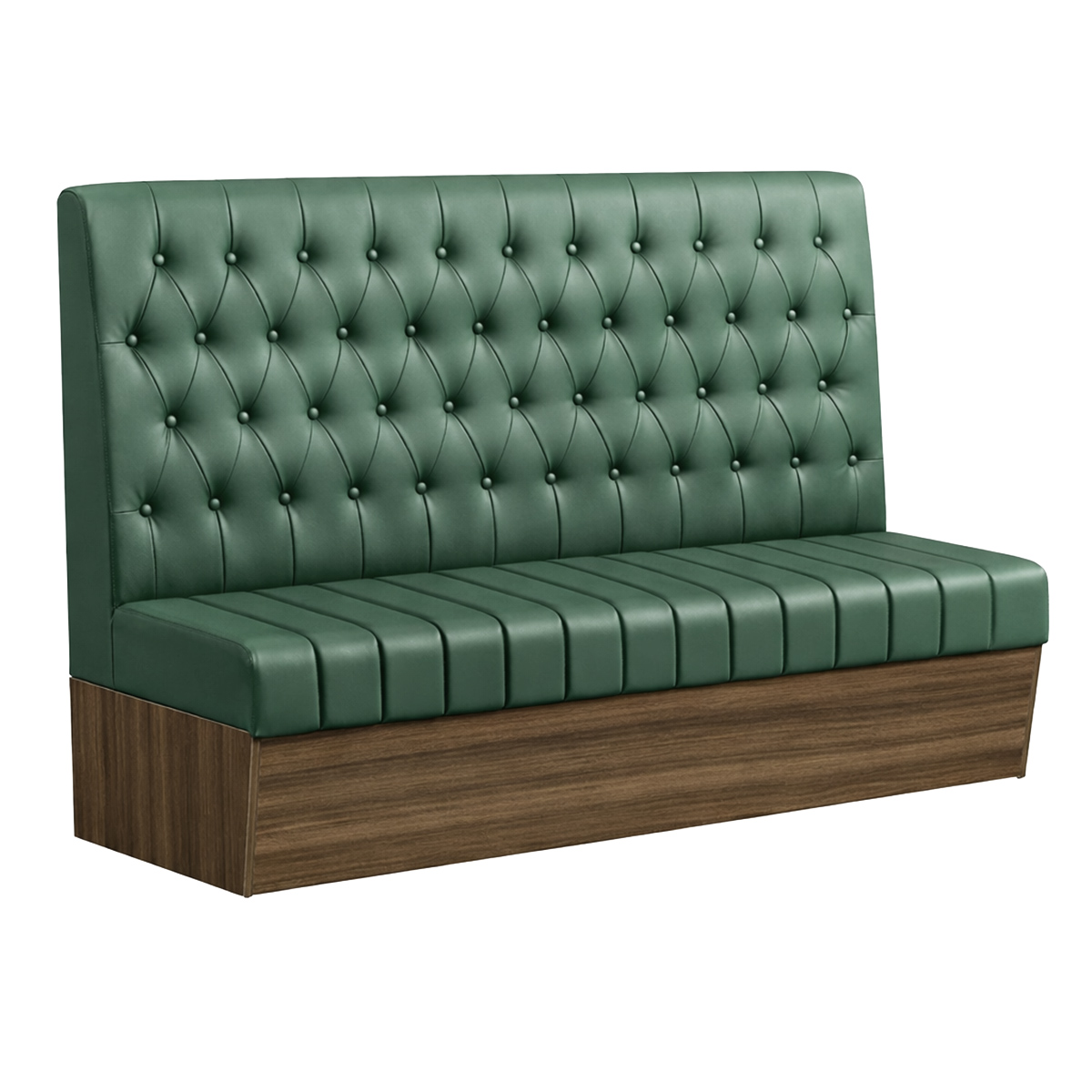 72"L x 46"H Melamine Frame Single Booth with Button Tufted Vinyl Back & Channel Tufted Seat in Green