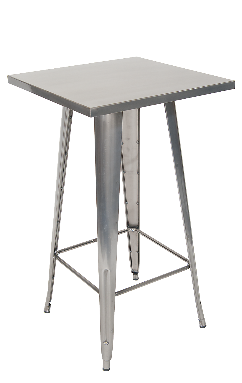 Steel Bar Table in Clear Coat Finish 24 x 24 Restaurant Furniture, A1