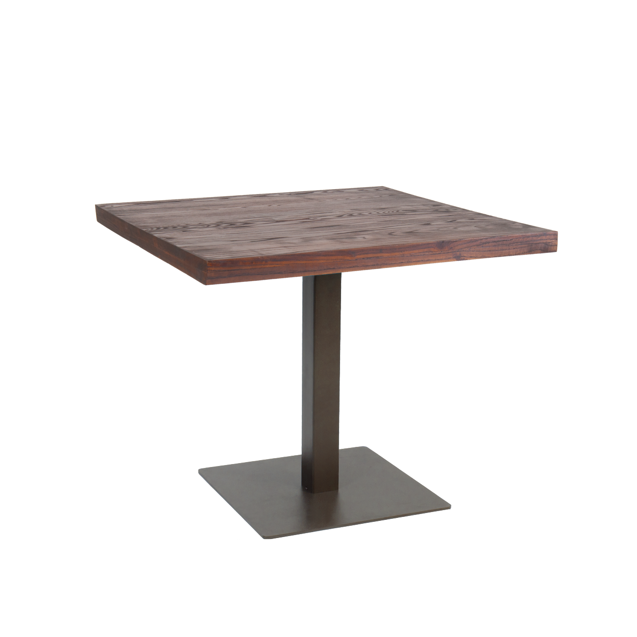 35 x 35 Elmwood Table Top w/ Steel Base in Dark Gun Color Restaurant