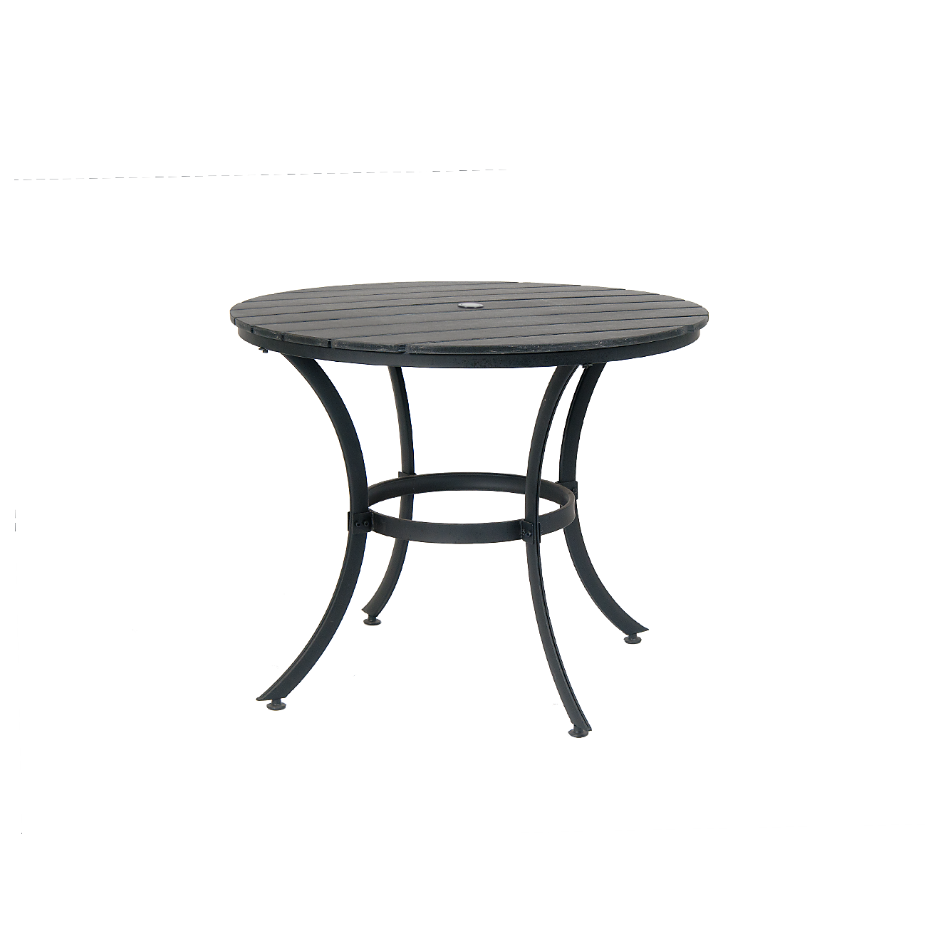 30 ''Round Imitation Teak Black Metal Patio Table Restaurant Furniture, A1 Restaurant Furniture