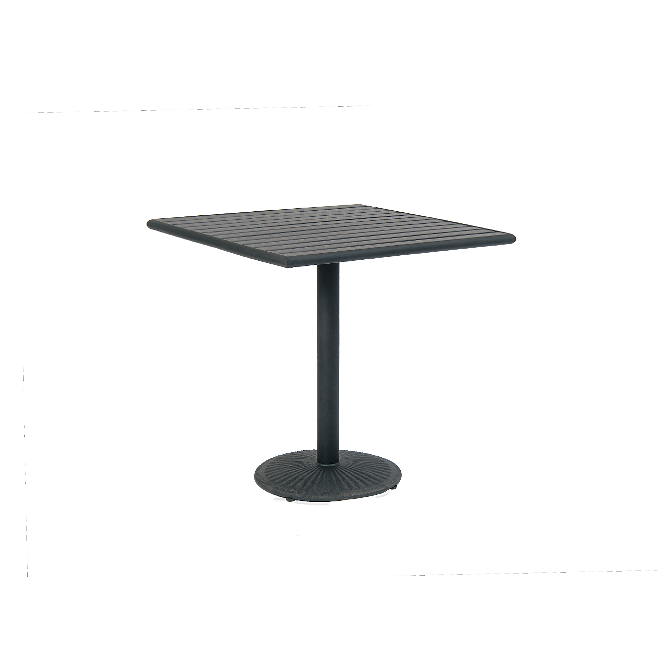 27.5''X27.5'' Metal Patio Table with Black Imitation Teak Slats