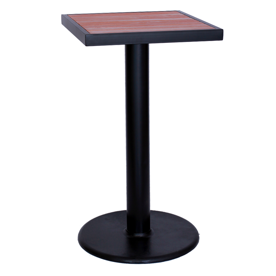24x24 Black Steel Bar Height Table with Rosewood Slat top Restaurant