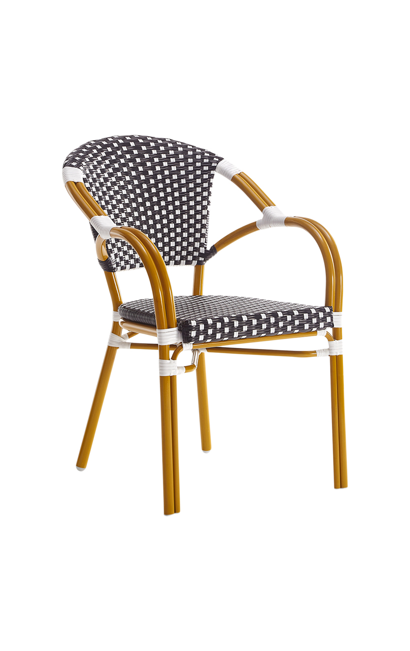 Metal Frame, Poly Woven Outdoor Armchair Restaurant Furniture, A1