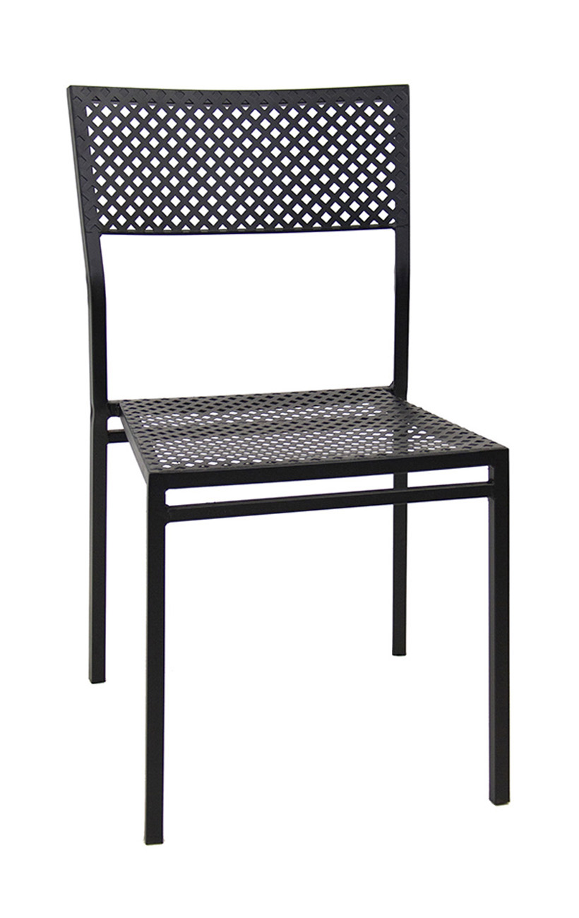 Metal Patio Stack Chair with Punched Square Hole Restaurant Furniture