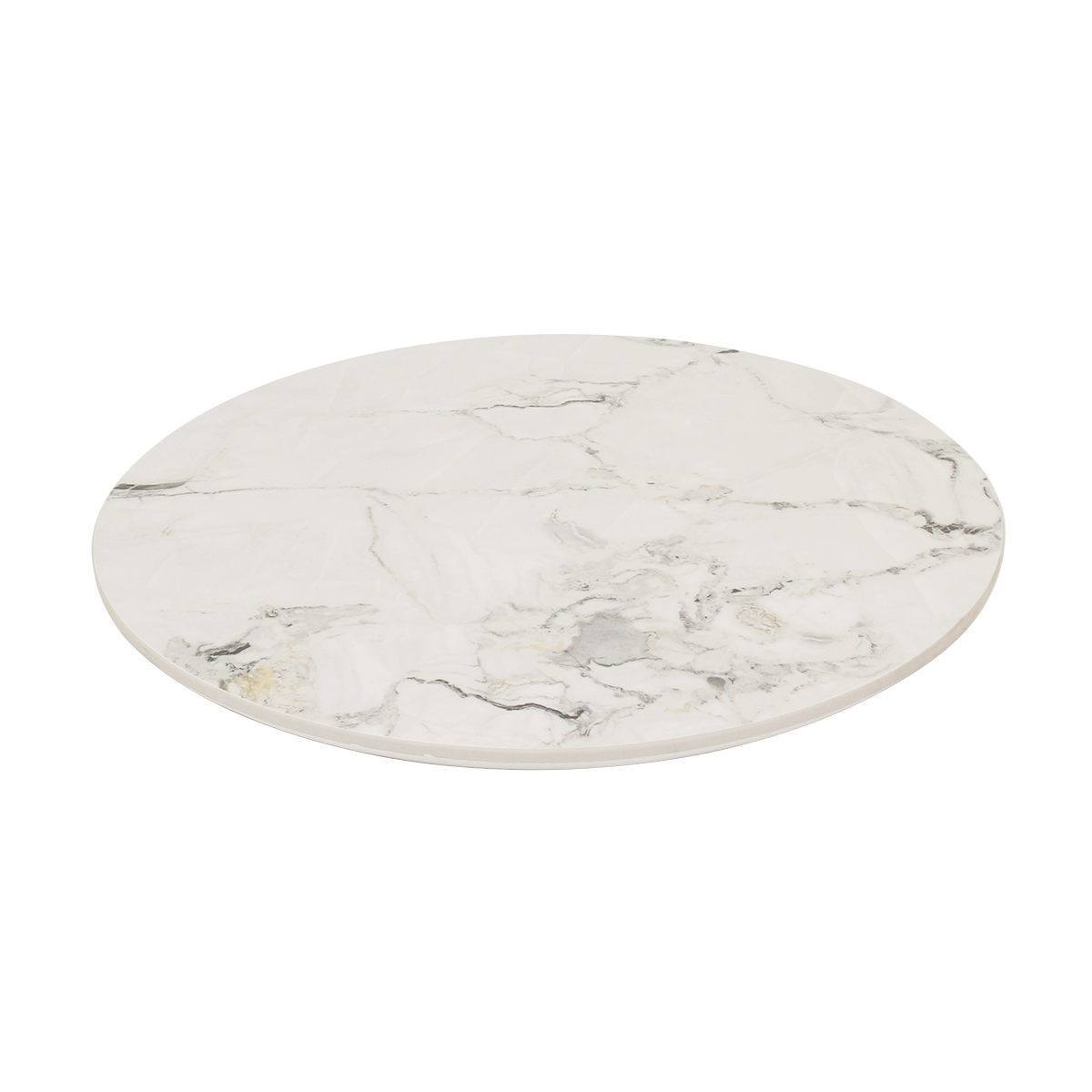 30 Round Sintered Stone Table Top in White Marble Color (Glossy