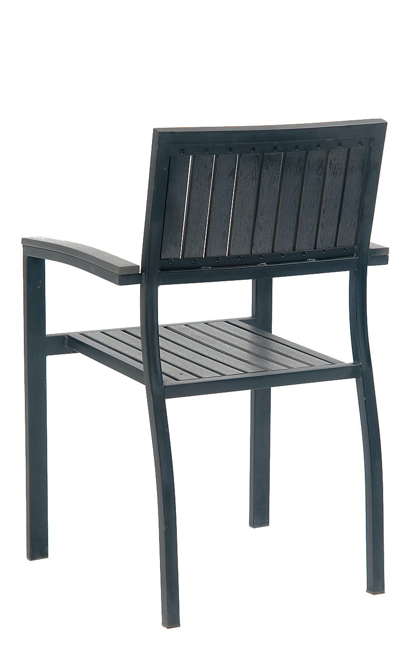 Outdoor Vertical Slat Plasteak Metal Armchair, Black Restaurant