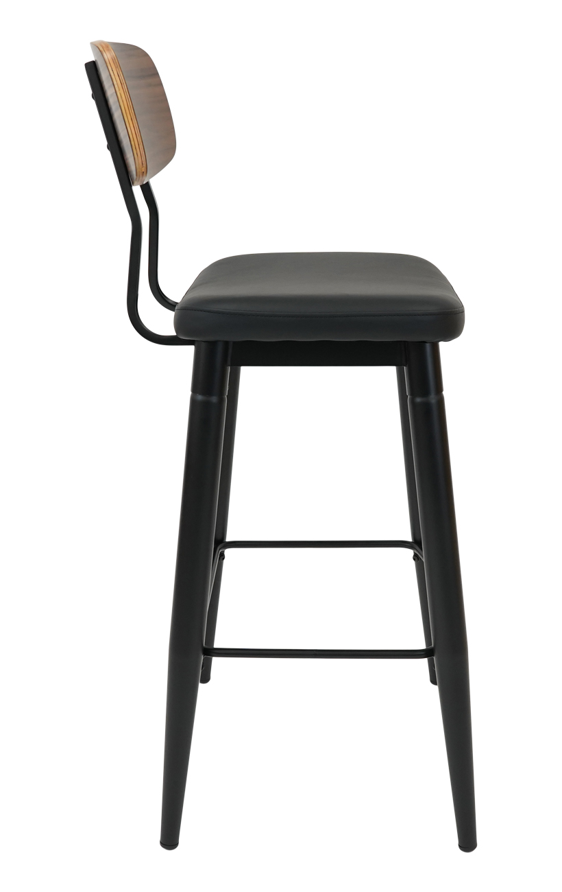 Black Metal Bar Stool w/ Veneer Back & Black Vinyl Seat Restaurant Furniture, A1 Restaurant