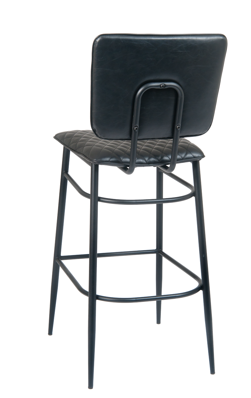 Black Steel Bar Stool w/ Black Vinyl Back & Seat Restaurant Furniture