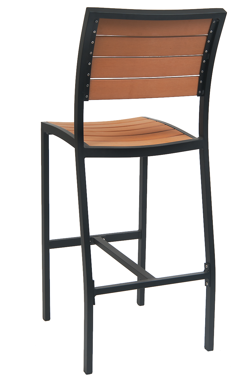 Black Aluminum Bar stool w/ Imitation Teak Slats Restaurant Furniture