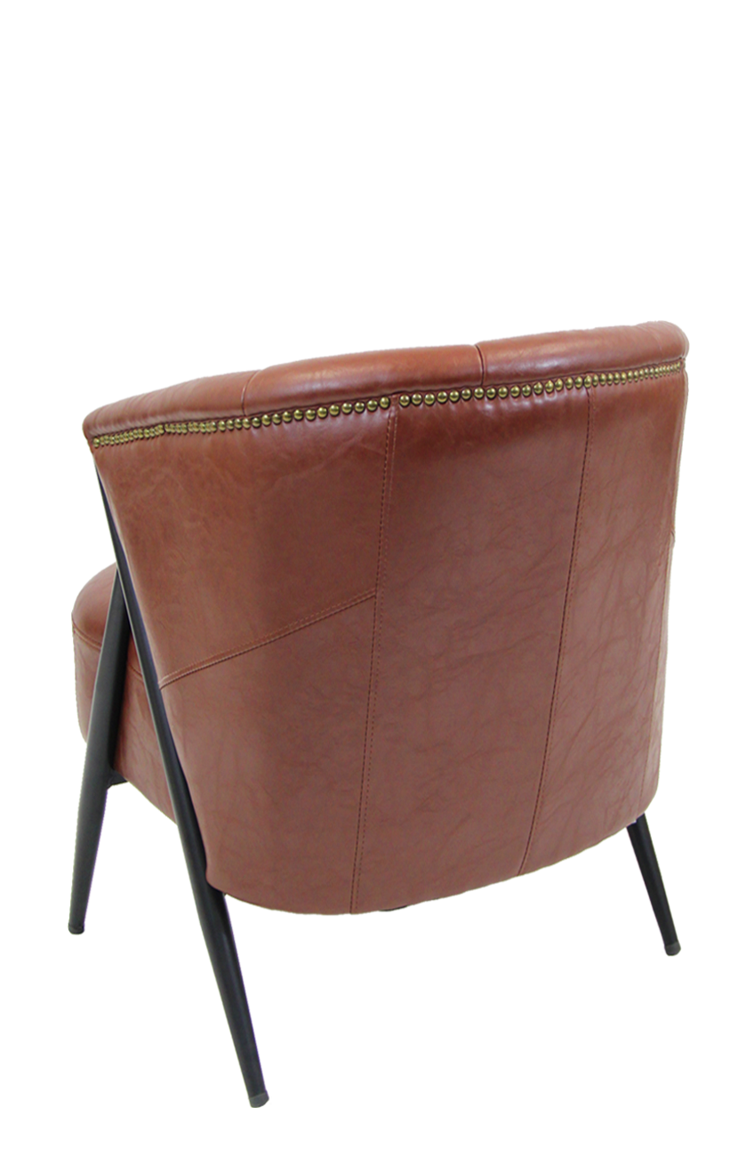 Metal Lounge Chair with Extra Thick Brown Vinyl Seat Restaurant Furniture, A1 Restaurant Furniture