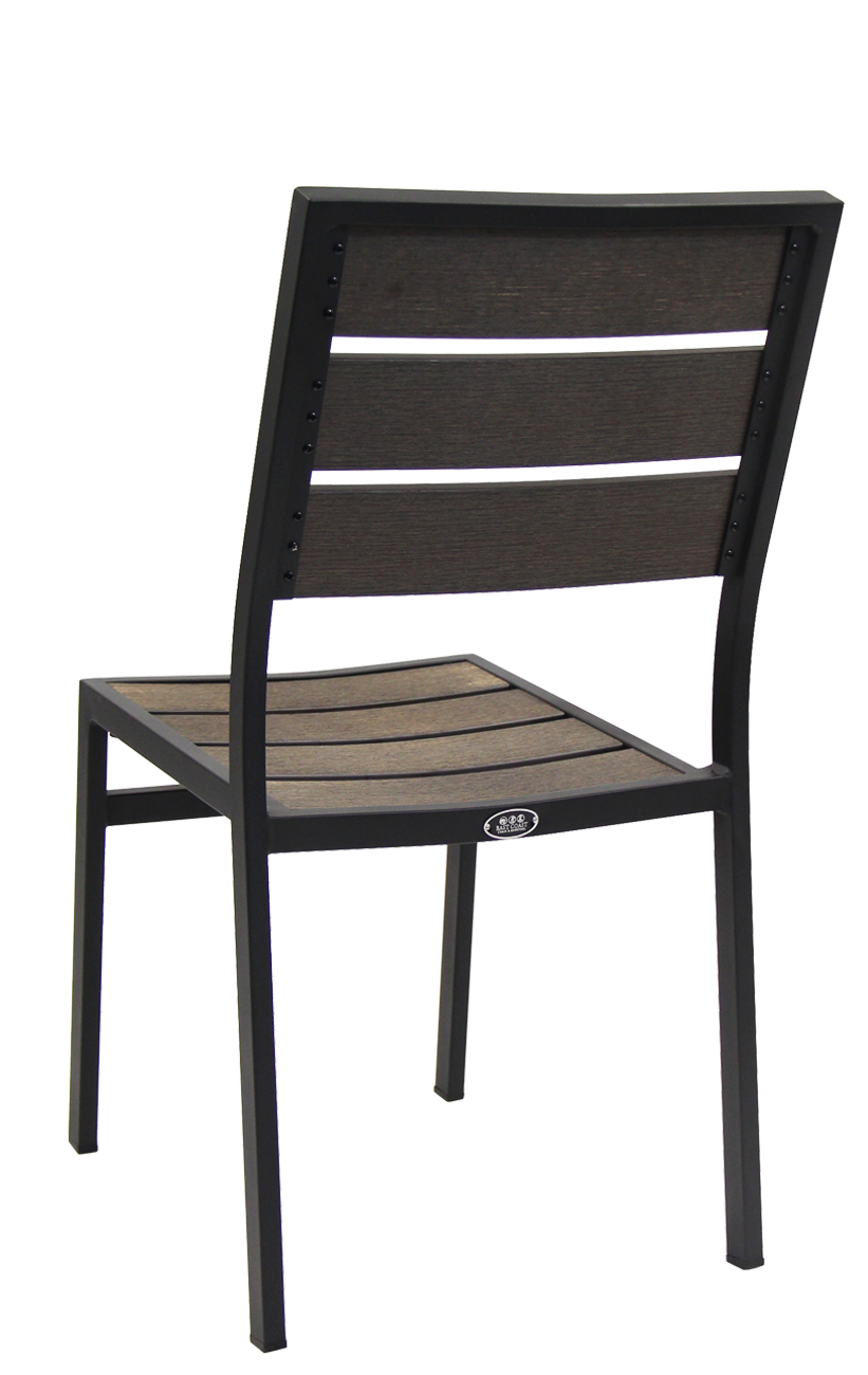 Outdoor Aluminum Chair w/ Imitation Teak Slats Back & Seat in Dark