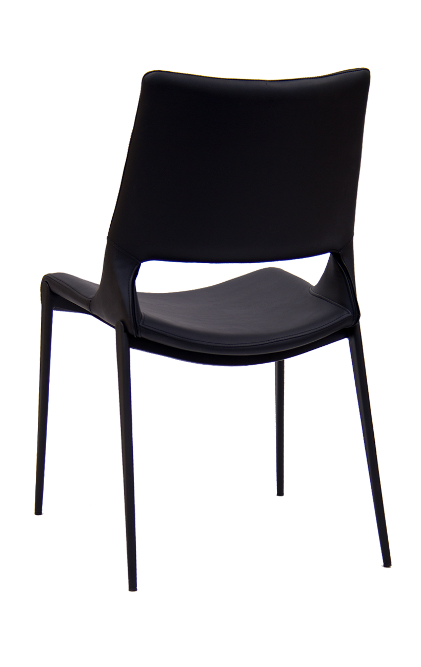 Indoor Black Metal Chair with Black Vinyl Seat and Back Restaurant