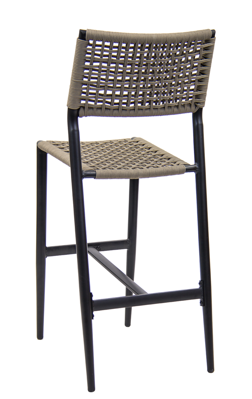 Black Aluminum Barstool with Terylene Fabric (Polyester) Seat & Back