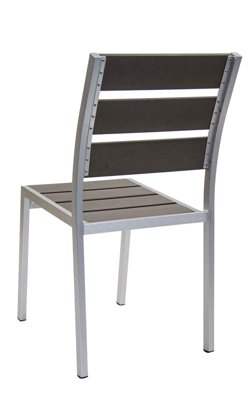 Outdoor Aluminum Chair with Imitation Teak Slats Restaurant Furniture