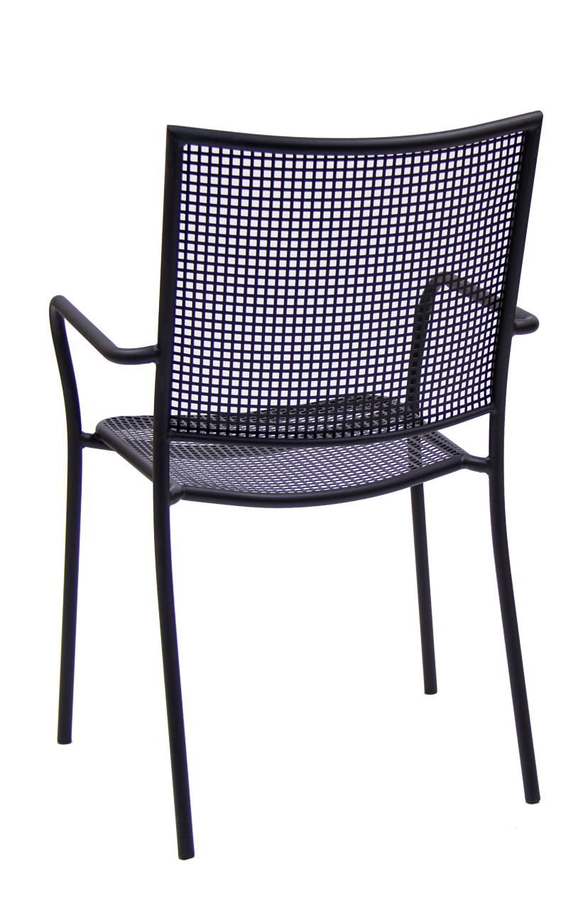Outdoor Black Metal Armchair with Punched Hole Mesh Restaurant