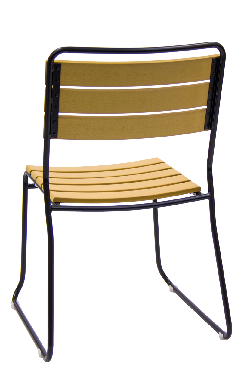 Outdoor Metal Chair with Imitation Teak Slat Back&Seat Restaurant