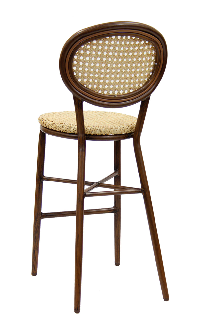 Indoor/Out door Aluminum Bar Stool with Poly woven ratten Back & Seat