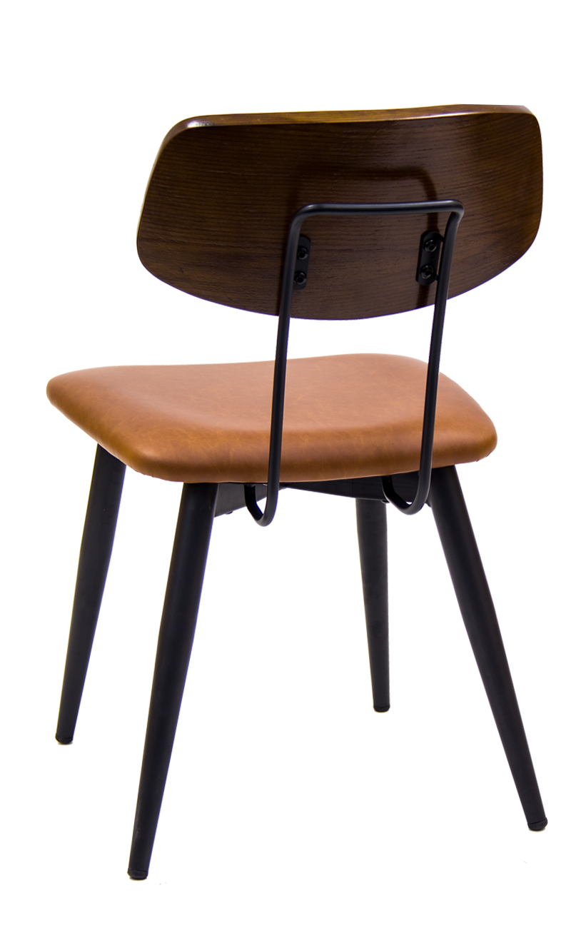 Black Metal Chair with Veneer Back and Vinyl Seat Restaurant