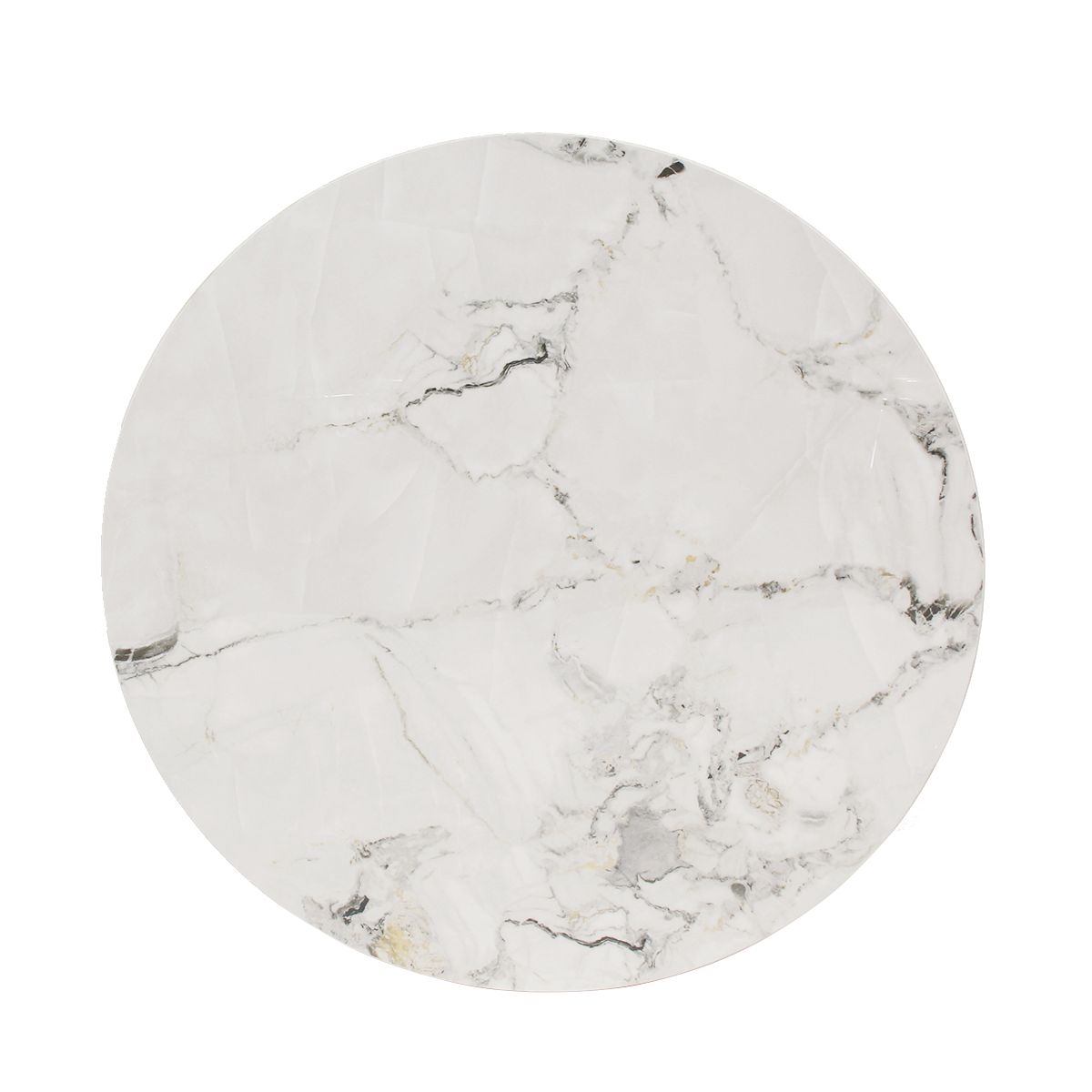 24 Round Sintered Stone Table Top in White Marble Color (Glossy