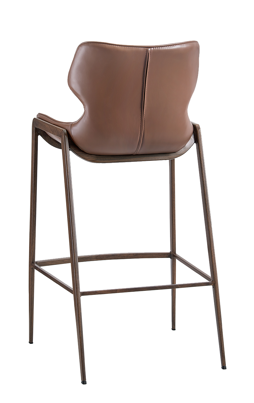 Indoor Wood Grain Metal Barstool with Brown Vinyl Seat Restaurant Furniture, A1 Restaurant
