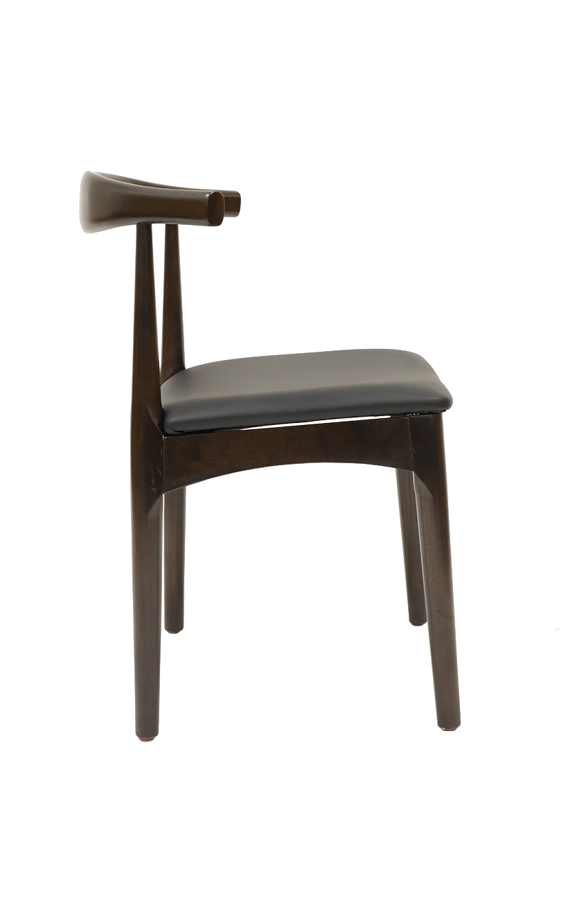Walnut Finish Beechwood Chair w/ Black Vinyl Seat Restaurant