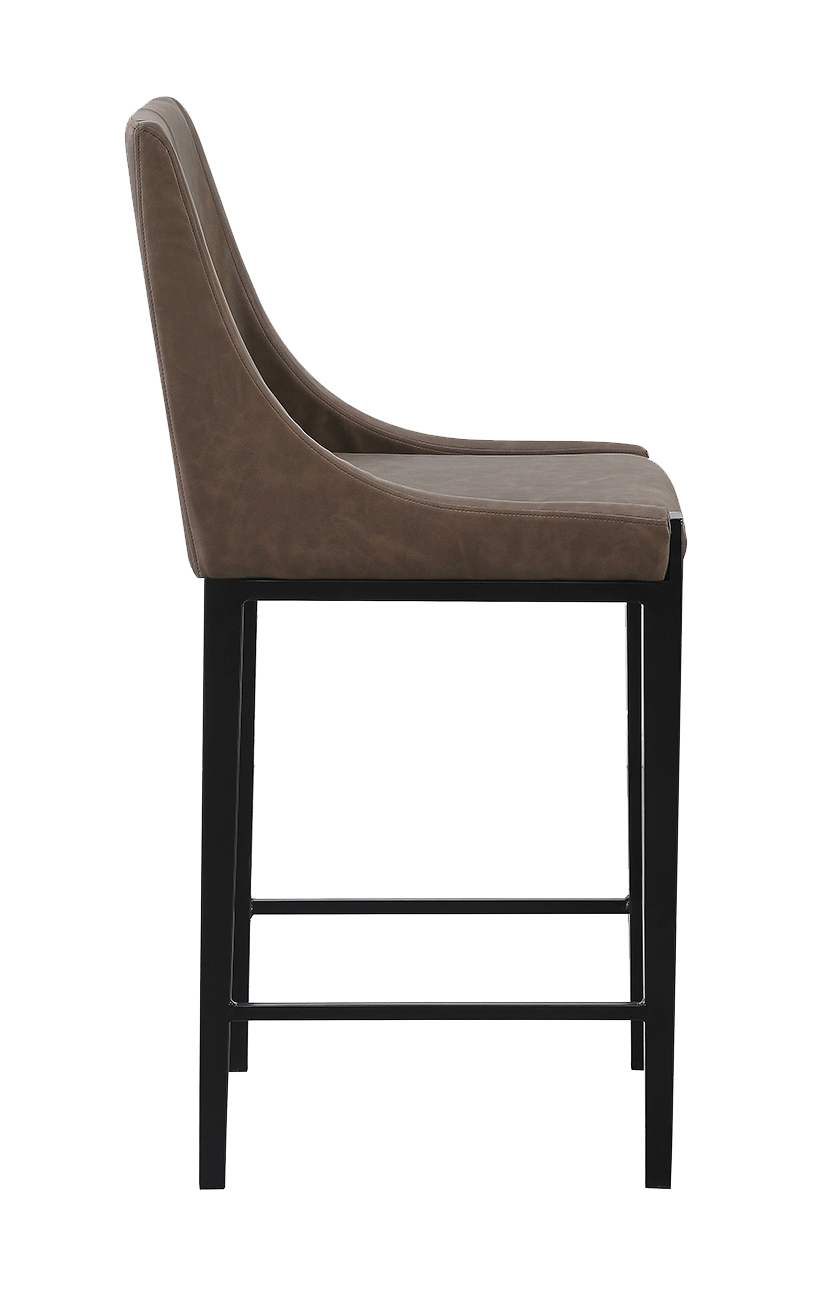 Modern Vintage Metal Bar Stool With Brown Vinyl Seat & Back Restaurant Furniture, A1