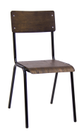 Black Metal Chair w/ Veneer Back & Seat