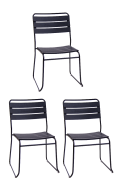 #S15 Bundle Sale, 3 PCs Outdoor Metal Chairs w/ Imitation Teak Slat Seat & Back