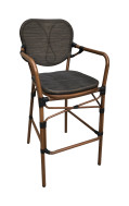 Aluminum Arm Barstool with Balck Poly Woven Seat&Back,Outdoor use