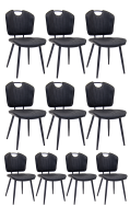 #S17 Bundle Sale, 10 PCs Black Steel Chairs with Black Vinyl Seat & Back
