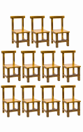 #S40 Bundle Sale, 11 pcs Pinewood Chairs in Distressed Natural Color