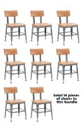 #S45 Bundle Sale, 18 pcs Natural Wood Back metal Chair w/. Wood Seat