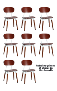 #S46 Bundle Sale, 30 pcs Steel Chair w/ Dark Mahogany Finished Wood Grain & Veneer Back & Seat
