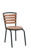 Curved Imitation Teak Slat Metal Outdoor Chair, Coral