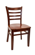 Beechwood Ladder Back Chair w/ Dark Mahogany Frame and Wood Seat