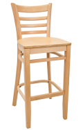 Beechwood Ladder Back Barstool w/ Natural Frame and Veneer Seat