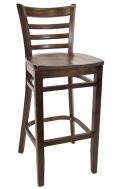 Beechwood Ladder Back Barstool w/ Walnut Frame and Wood Seat
