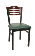 3 Slats with Circle Metal Chair w/ Dark Mahogany Back and Vinyl Seat