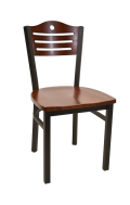 3 Slats with Circle Metal Chair w/ Dark Mahogany Back and Wood Seat